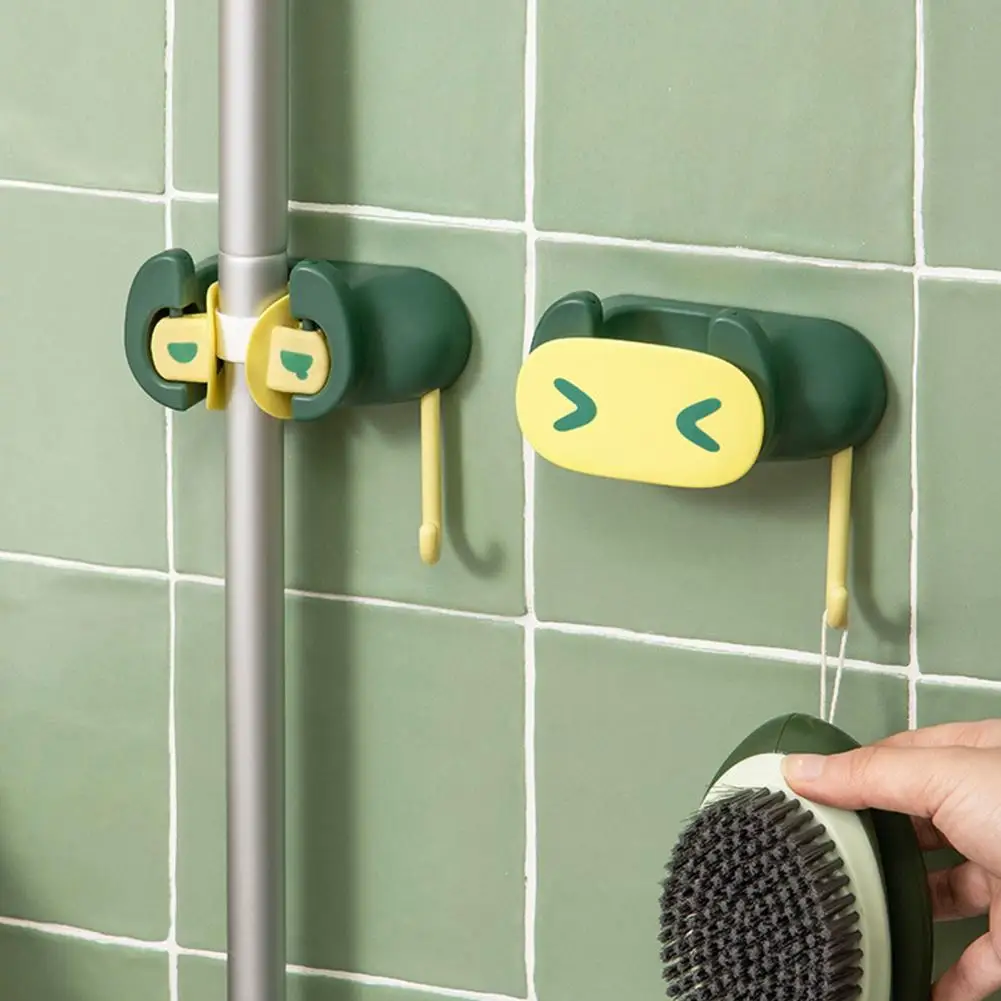 

Mop Holder Strong Clamping Punch-free ABS Cartoon Shape Easy to Use Mop Rack for Home