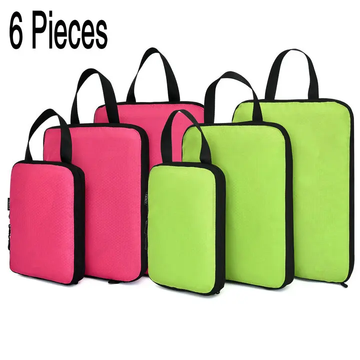 6pcs Rose and Green Soperwillton компрессионные упаковочные кубики, набор косметических сумок, нейлоновая дорожная сумка для мужчин и женщин, органайзер для путешествий, аксессуары - Цвет: 6pcs Rose and Green