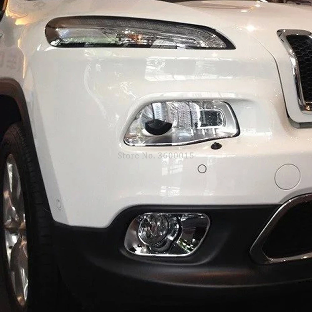 

For Jeep Cherokee 2014-2016 2017 2018 Chrome Head Front Fog Light Lamp Foglight Cover Molding Trim Exterior Car Accessories