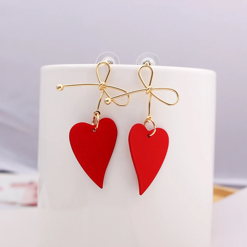 Fashion Gold Color Heart Geometric Drop Earring for Women Brincos Vintage Red Green Yellow Earring 2020 Irregular Korean Jewelry hot fashion brincos vintage long square crystal earring big geometric stud earrings for women classic gold color fine jewelry