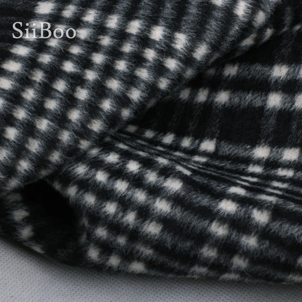 Супер тяжелая серо-белая Клетчатая Шерстяная Смесь Альпака ткань для