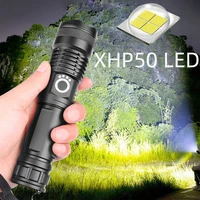 xhp50 strong light led flashlight usb rechargeable waterproof camping zoom torch power display use 18650 or 26650 battery
