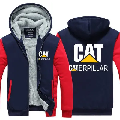 

2021 Winter Hoodies Men CAT Logo Print Jacket Men Hoodies Thicken Warm Fleece cotton Zipper Raglan Coat Male Tracksuits n