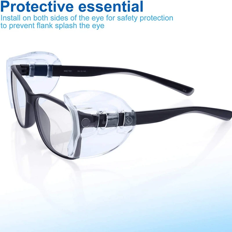 

12 Pairs Safety Eye Glasses Side Shields, Slip on Clear Side Shield for Safety Glasses- Fits Small to Medium Eyeglasses