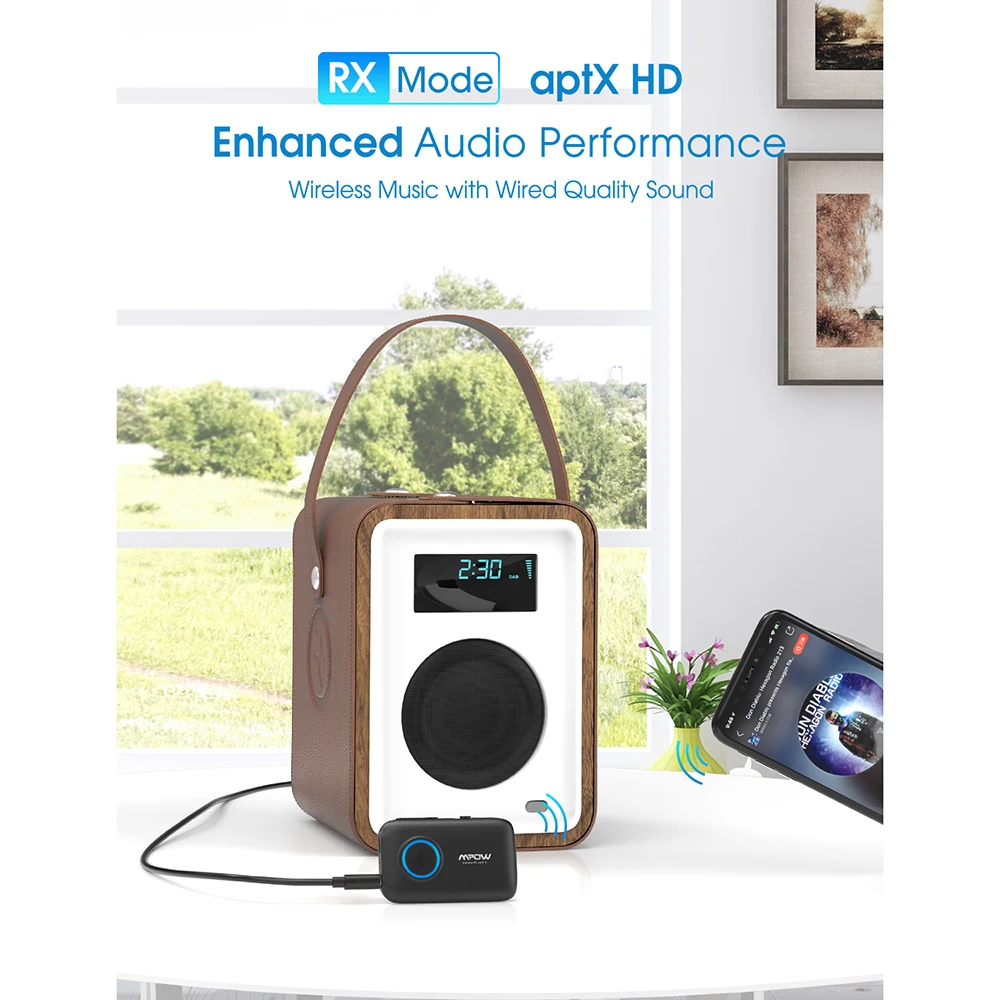Mpow BH390 Bluetooth адаптер Bluetooth 5,0 приемник и передатчик 2 в 1 AptX HD аудио для ТВ автомобиля Aux Bluetooth динамик
