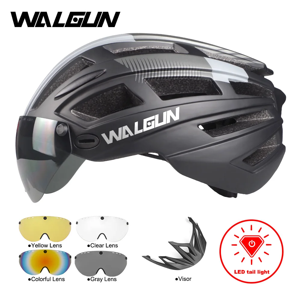 

Bicycle Helmet Men EPS Integrally-molded Breathable Cycling Helmet Men Women Goggles Lens Aero MTB Road Bike Helmet With light