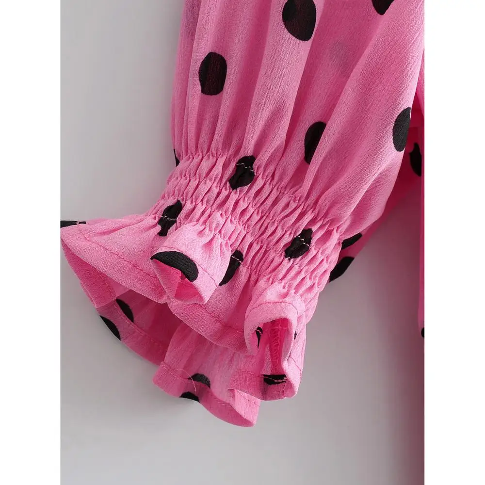 Za 2019 модное сексуальное мини-платье для женщин розовое красное черное в горошек с