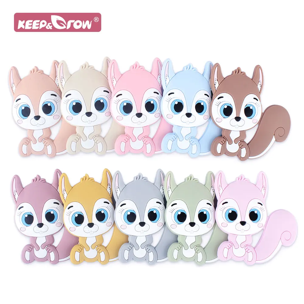 

1pc Silicone Teether Squirrel Animal Cartoon DIY Baby Teething Rodent Tiny Rod Molar Oral Care Chew Toys Food Grade Baby Teether
