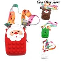 christmas fidget toys push bubbles bag squishy stress reliever coin purse wallet new year shoulder purses bags for children kids