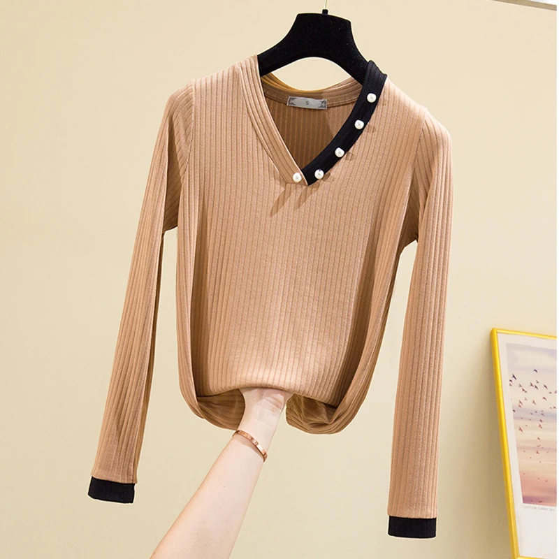 

BOBOKATEER V-Neck Femme T-shirts Long Sleeve Women Clothes Plus Size Woman Tshirts Vintage Tee Shirt T-shirty Damskie 2020 Tops