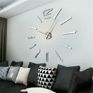 Hot Sale Home Decoration 3D Mirror Clocks Fashion Personality DIY Circular Living Room Big Wall Clock Watch Room Decor Watches