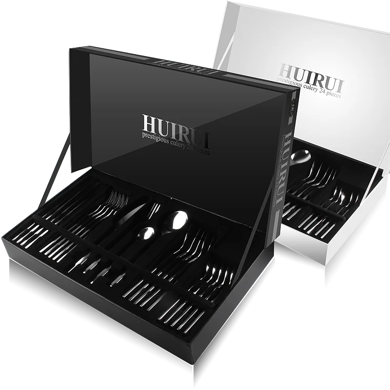 Набор столовых приборов из нержавеющей стали черный Комплект кухонной утвари с