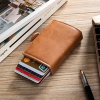 retro fashion trend leather leather multi slot large capacity card holder anti magnetic wallet card holder portable aluminum