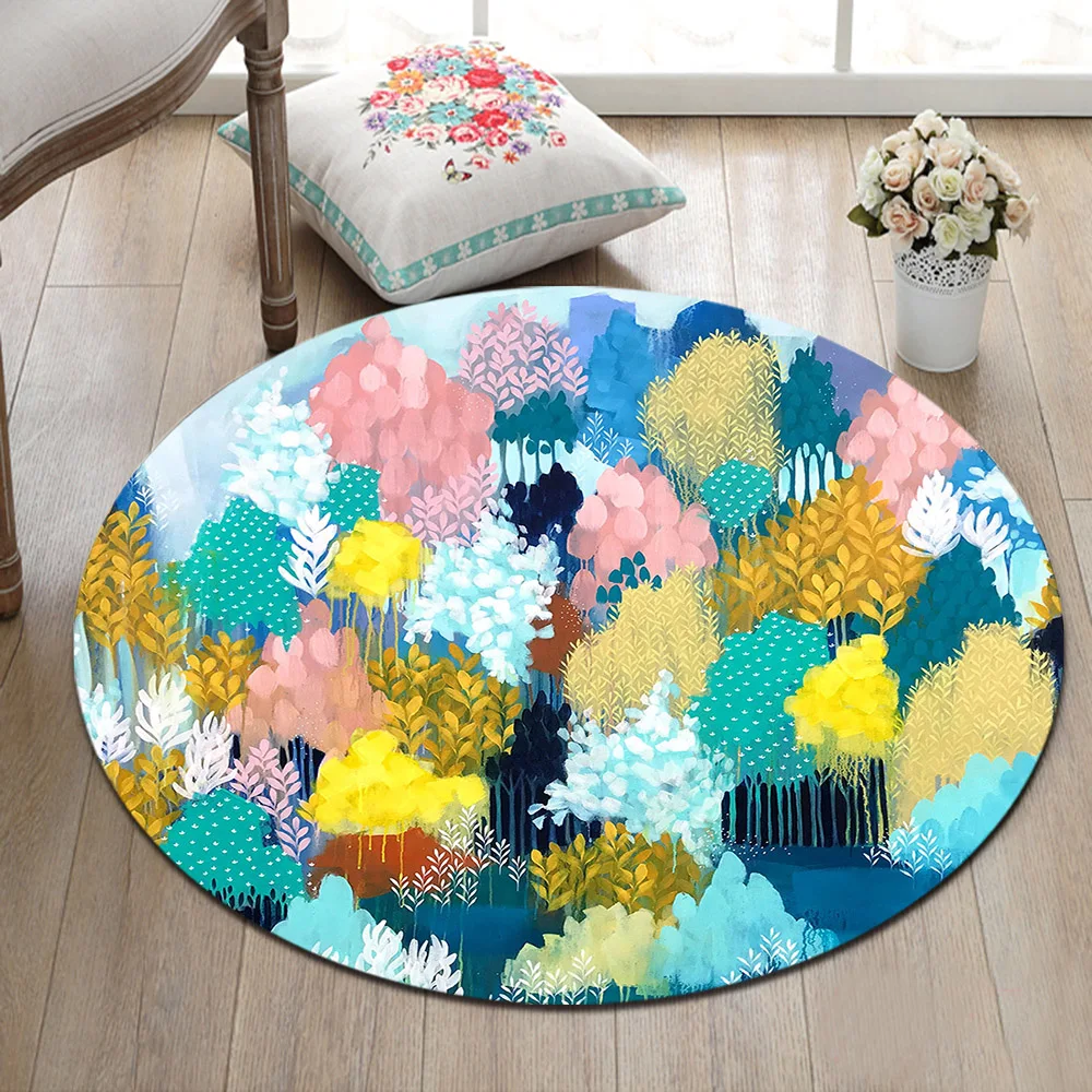 Красочные акварельные художественные лесные пейзажи масляная живопись коврики