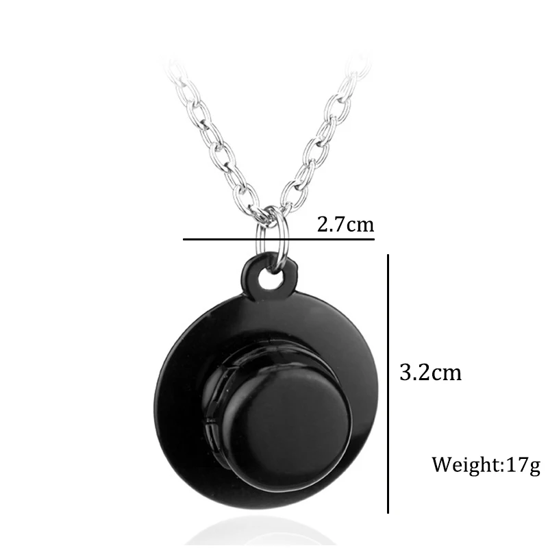 

ZXMJ Anime One Piece Hat Necklace Ace Pendant Metal Alloy Jewelry Gift 3 Colors Vintage Hat Necklace Chockers Collier for Fans