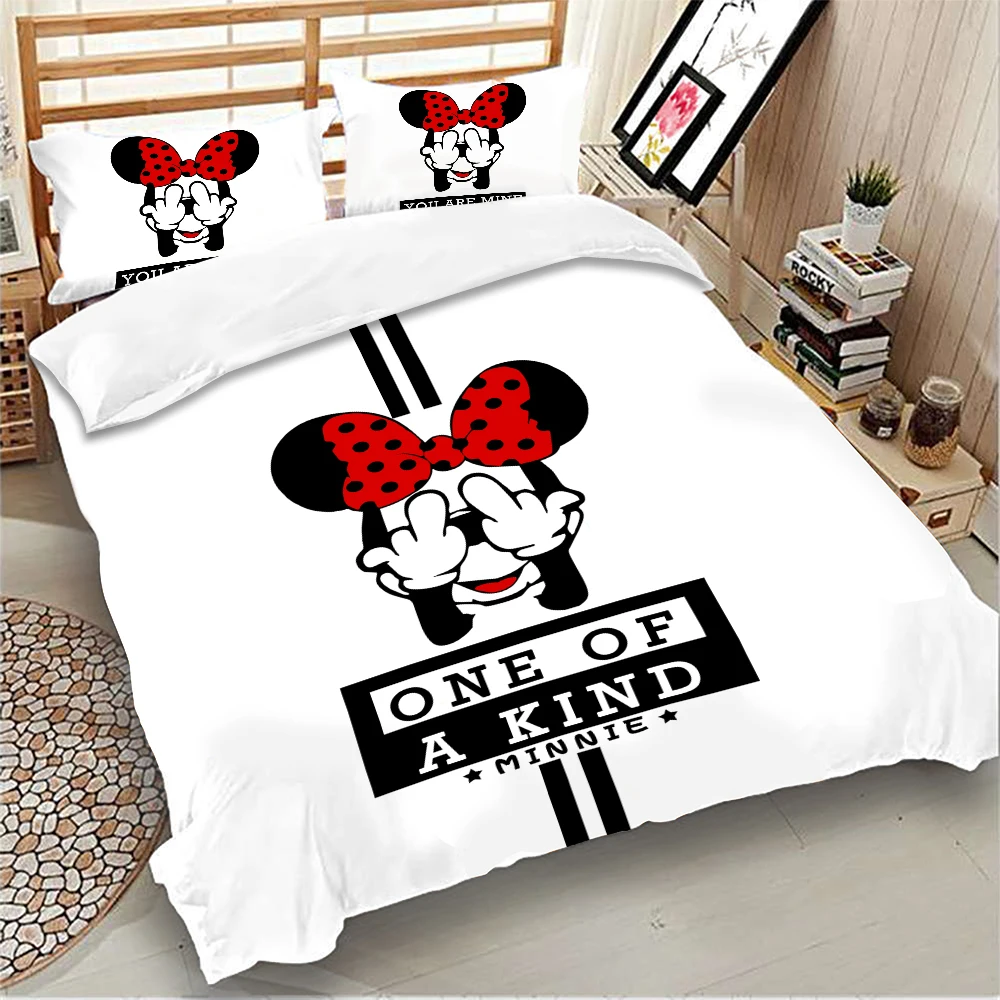 

Minnie Bedding Set Disney Kids Single Double Duvet Cover With Pillowcases Twin Full Queen King Bedclothes For Child Boy Girl