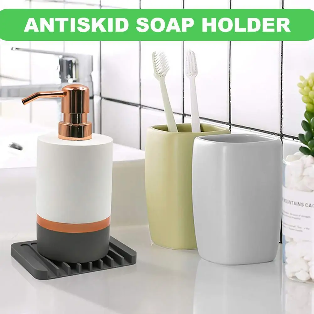 

Anti-skidding Home Improvement Silicone Flexible Bathroom Bathroom Hardware Plate Dishes Holder Soapbox Soap Tray Fixtures H0I8