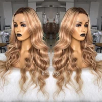fabwigs highlight lemi color t427613 lace front wigs pre plucked water wave wig european ombre blonde 13x6 lace frontal wigs