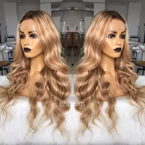 Fabwigs хайлайтер Lemi цвет T427613 кружевные передние парики предварительно выщипанные волнистые парики европейские светлые парики Омбре 13x6