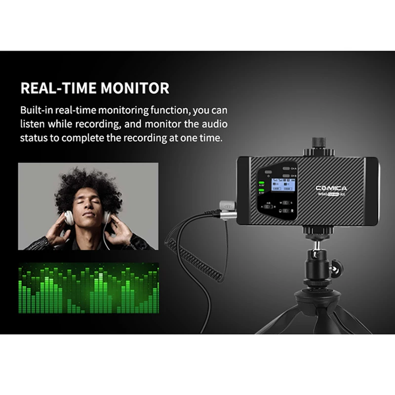 Comica Cvm-Ws60 Mini Wireless Microphone System Two Transmitters One Receiver for Smartphones and Cameras Uhf 12 Channels 60M |