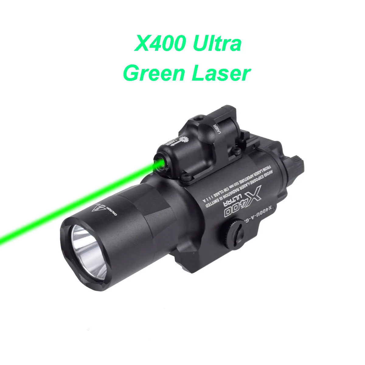 Taktik silah ışık X400 Ultra el feneri kırmızı/yeşil lazer ışık Fit 20mm ray tabanca Glock 17 avcı ışığı X400U