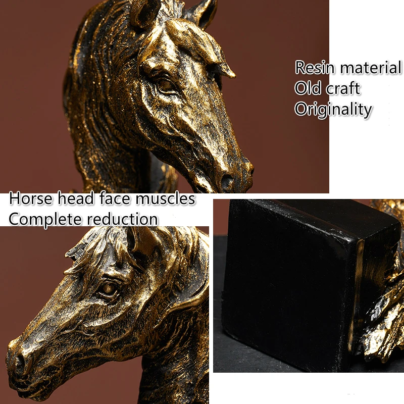 

Chinese Style Retro Resin Horse Sculpture Modern Home Decoration Accessories Statue Art Miniature Statue Home Office Desk Decor