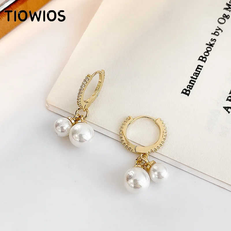 

Новинка 2021, женские корейские простые жемчужные серьги tiвосемь цветов с кисточками из циркония, темпераментные Ретро сказочные французски...