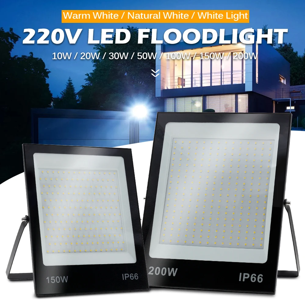 

LED Flood Light AC220V 50W 100W 150W 200W High Brightness IP66 Waterproof Outdoor Lighting LED Spotlight Wall Floodlights Sale