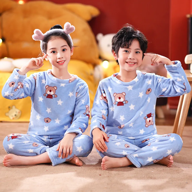 

Baby Boys Clothes Teenage Girls Pajamas Sets Children Full Sleeve Flannel Winter Pajamas for Teens Pyjamas Children Homewear
