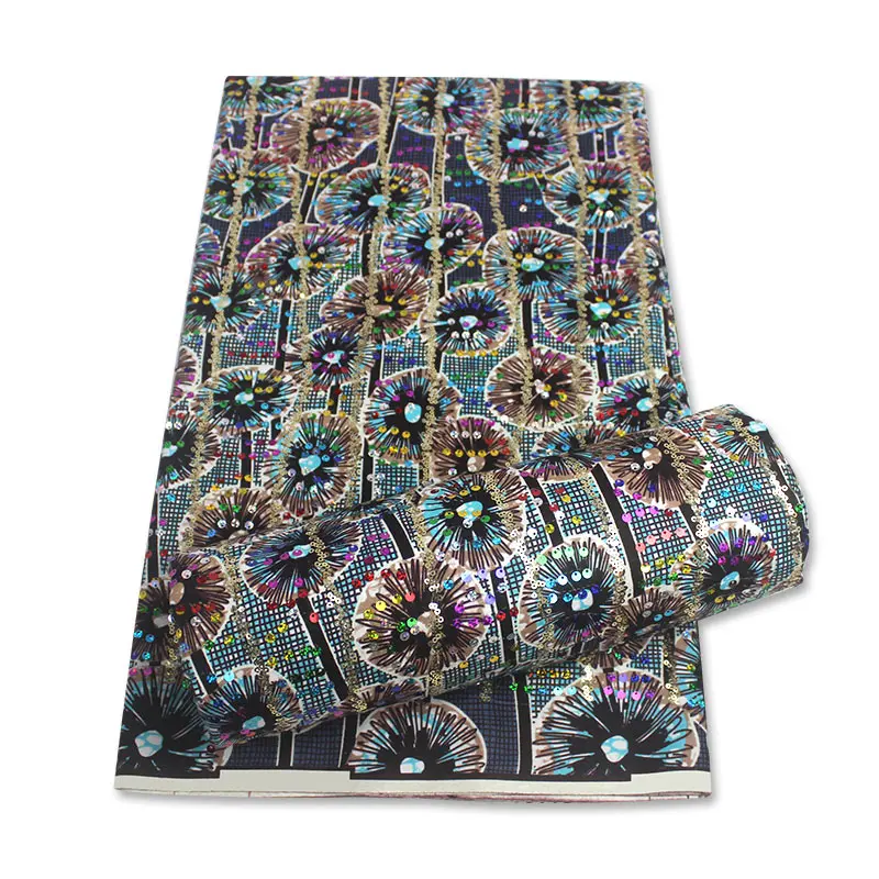 

100%Cotton Good Quality 100%cotton African Nigerian Prints Sequins Tassels Ankara Wax Fabric Veritable Ghana Real Wax 6yards/pcs