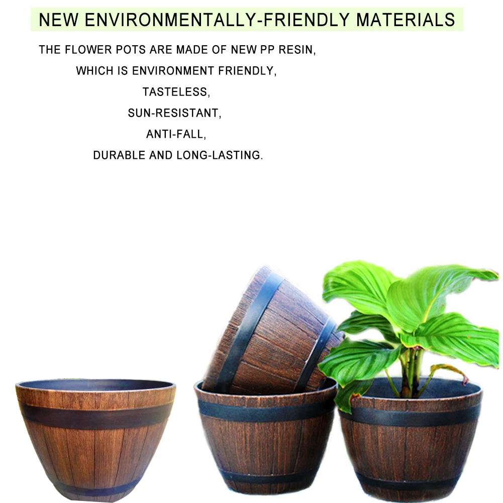 Круглая деревянная бочка цветочный горшок комнатные суккулентные растения