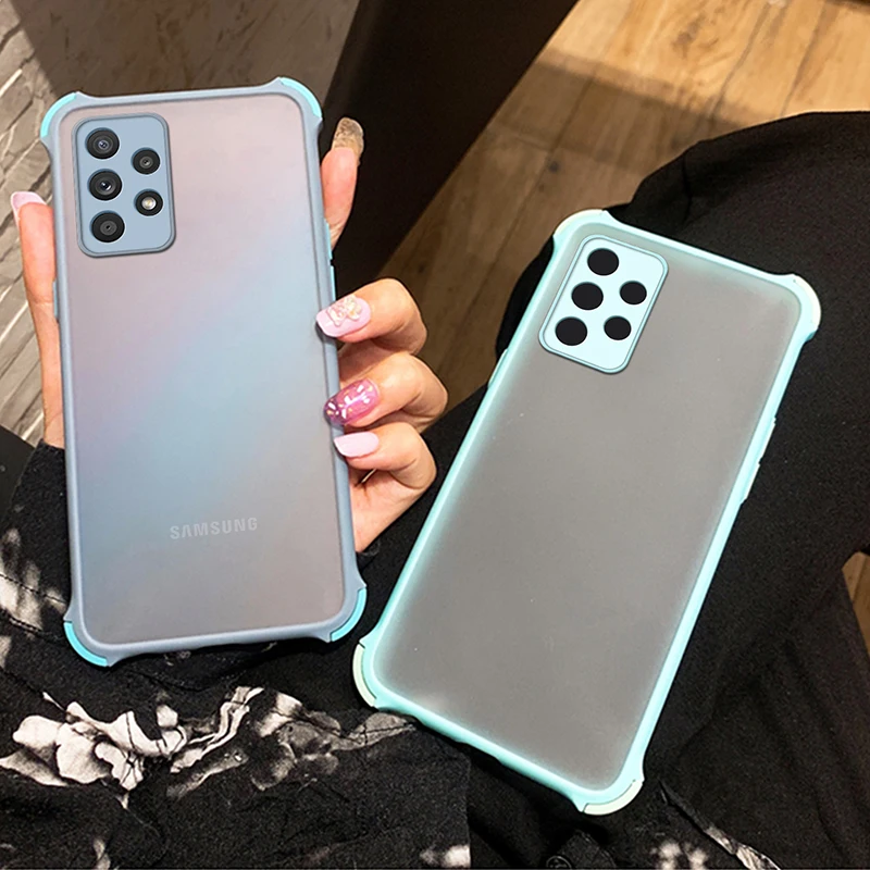Противоударный Прозрачный матовый чехол для Samsung Galaxy A72 A52 A42 A32 A12 S21 FE Plus Ultra M51 M31 M21