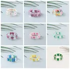 Кольцо из акриловой смолы женское, цветное прозрачное с фруктами, цветами, лягушкой, бабочкой, бантом, надписью, летнее Ювелирное Украшение для девушек и женщин