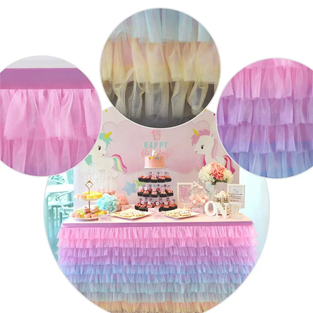 Красочные Mutilayer Тюль шифон юбка для стола вечерние Одежда свадьбы дня рождения