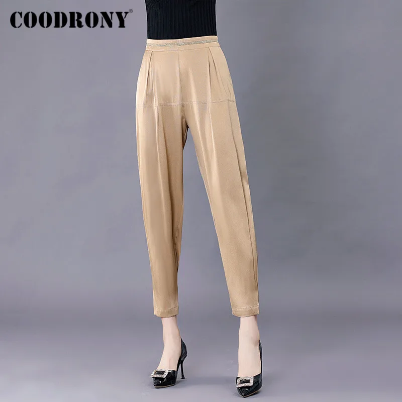 COODRONY Brand High Quality Business Casual Women's Soft Trousers Streetwear Fashion Urbane Female Silk Straight Pants W8005
