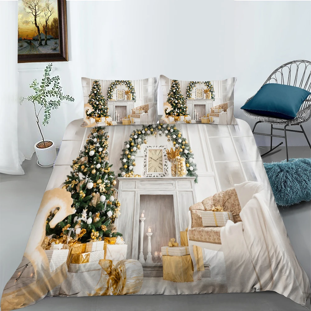 

Christmas Duvet Cover Set Twin Full Queen King Size Bed Linen 2-3pcs Bedding Set No Sheet XF1036-16