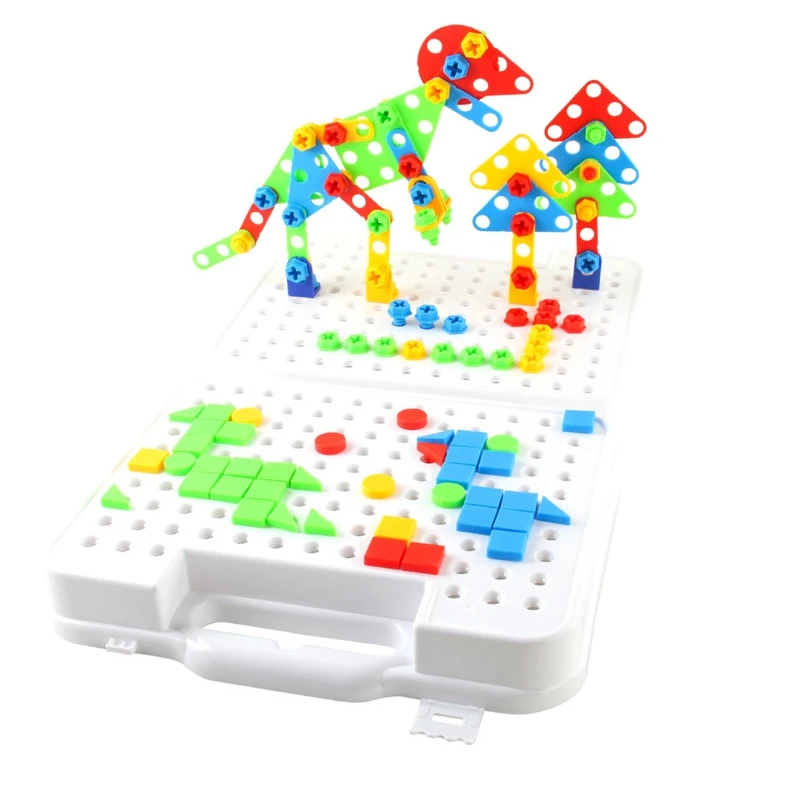 

212Pc Drill Design Puzzle Creative Toys Manual Drill Screwdriver Assembly DIY STEM Educational Construction Set for Kids