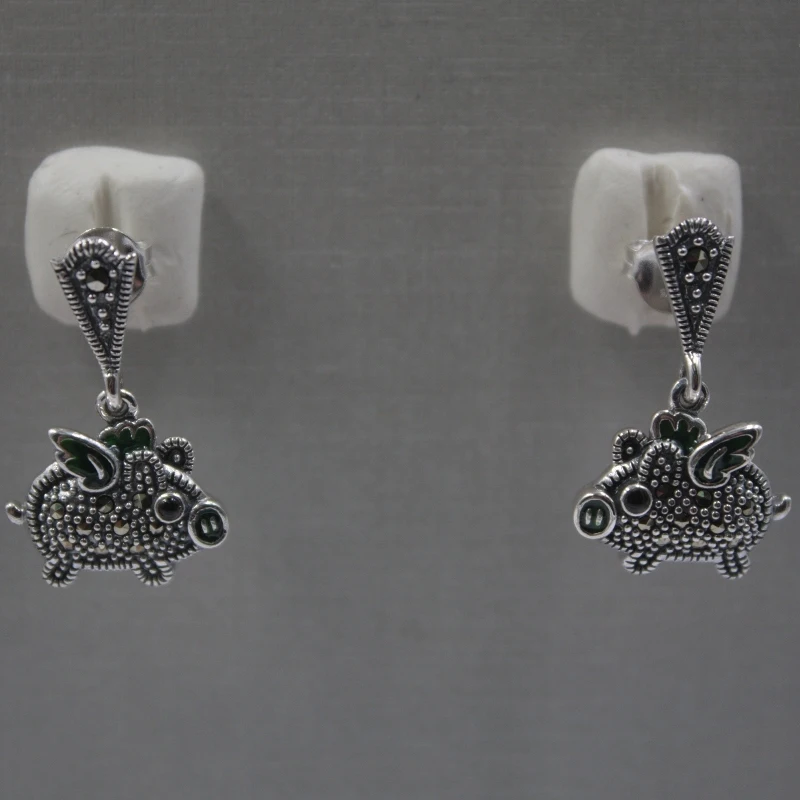 Чистый 925 Висячие серьги из серебра пробы для женщин с натуральным Цирконом |