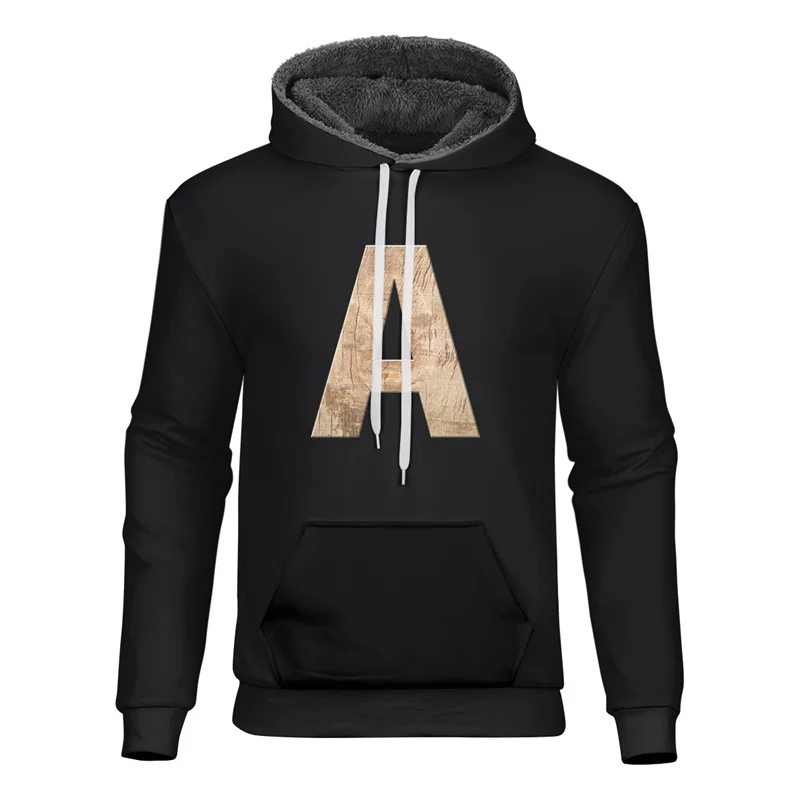 

Cloudstyle Мужская забавная флисовая толстовка с капюшоном, деревянная A-M с буквами, Толстая Толстовка с длинными рукавами, модное мужское пальт...