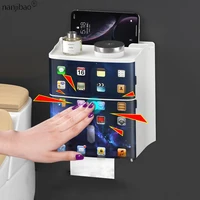 wall mounted toilet paper holder shelf toilet waterproof paper box roll paper tube storage box creative tissue box household
