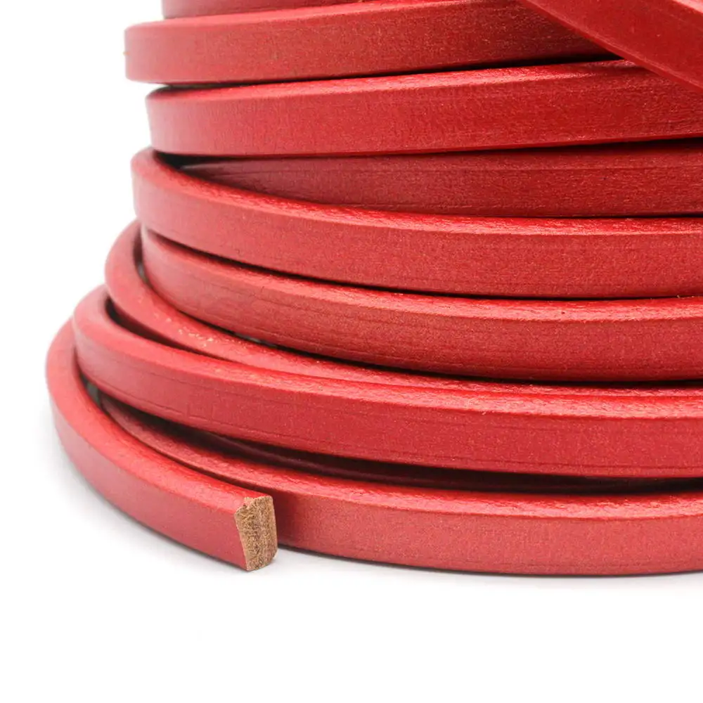 

AaaZee Metallic Red 10mmx6mm Licorice Leather, One Yard Oval Licorice Cord For DIY Making Bracelet Jewelry Bag Handles