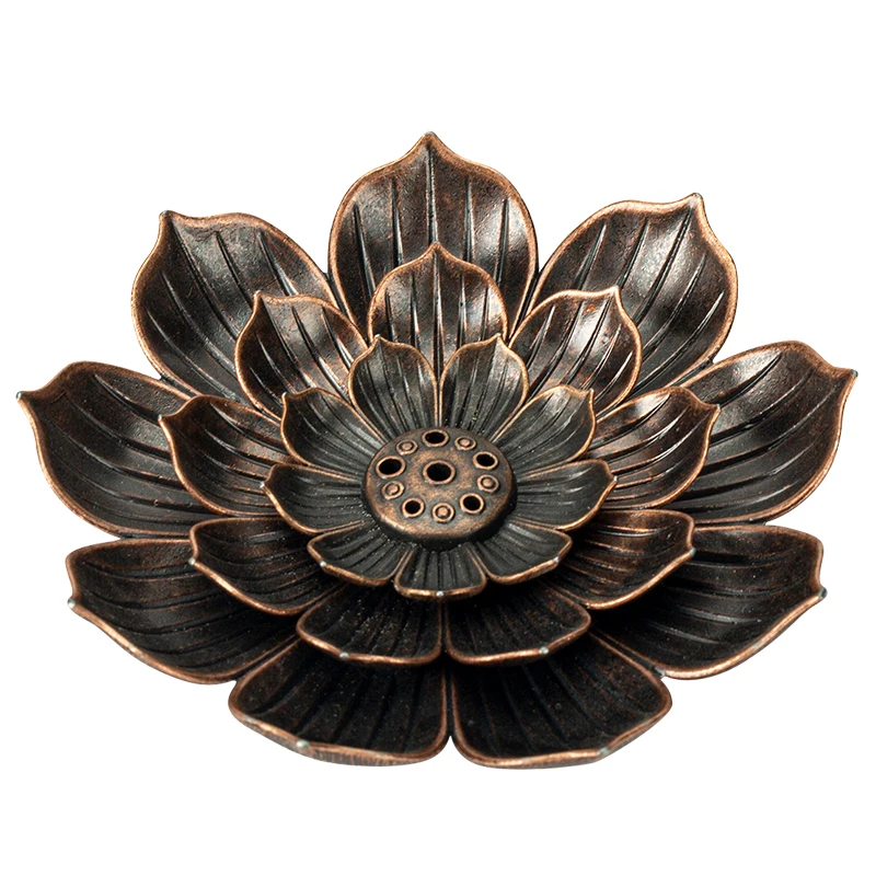 

Alloy Incense Burner Stick Holder Buddhism Lotus Line Incense plate Sandalwood Coil Base Temples Yoga Studios Home Decoration