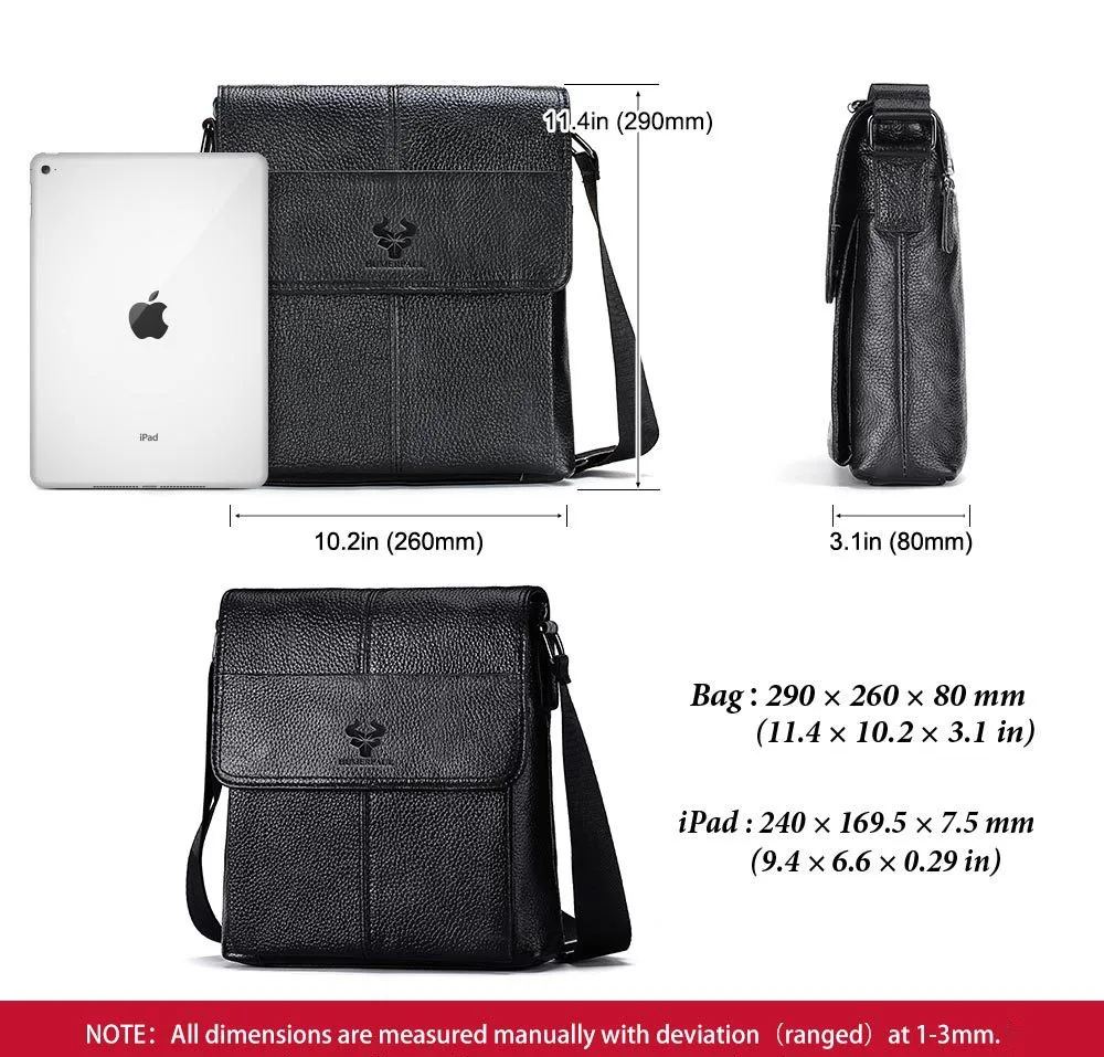 

New Arrivals Men's Genuine Leather Business Shoulder Bag Casual Cross body Bag Male Messenger iPad Bag Soft Handbag Travel Bag