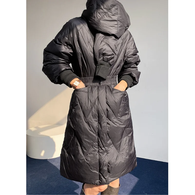 LUXUV New Warm Long Down Thick Parka Women's Winter Female Jacket Long-sleeved Loose Coat Waterproof&Windproof with Hooded