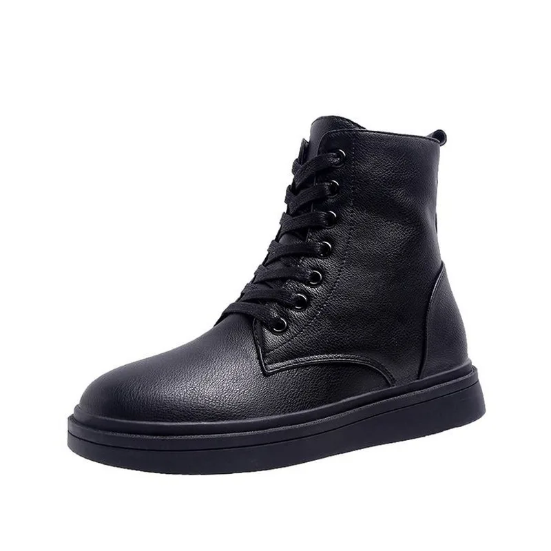 

Fad Winter Warm Ankle Boots for Women Snow Boots Vintage Solid Leather Natural Wool Fur Lace Up Flat Casual Women Shoes Woman