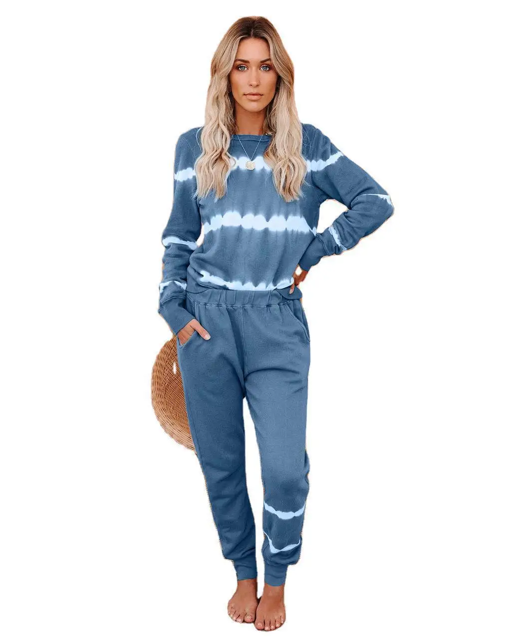 

Loungewear Women Pajama Set Home Wear Tie-dye Print Nightwear Sleepwear Fashion Spring Summer Long Sleeve Pyjamas Women