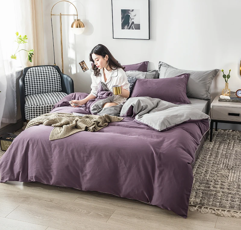 Пододеяльник из 100% хлопка однотонное покрывало ткани для двух и человек