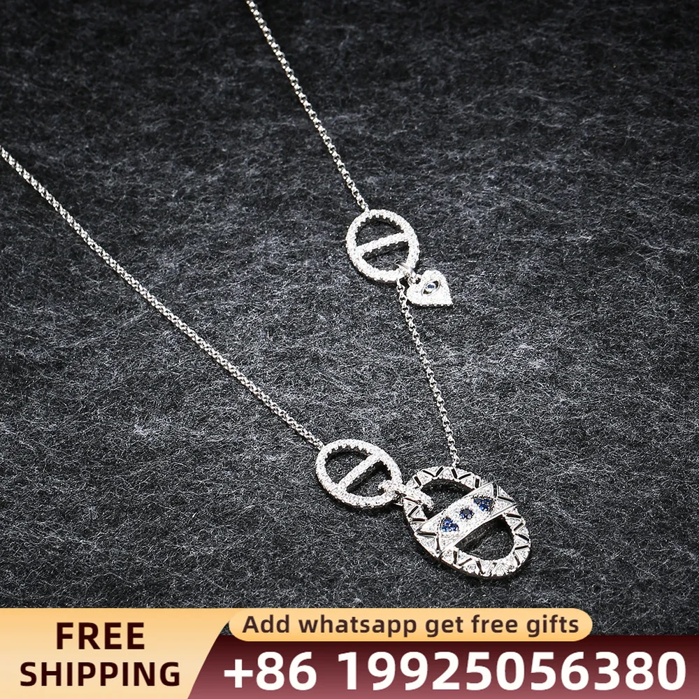 

Monaco Jewelry S925 Sterling Silver Necklace Pendant Original 1:1 Classic Fashion Gift
