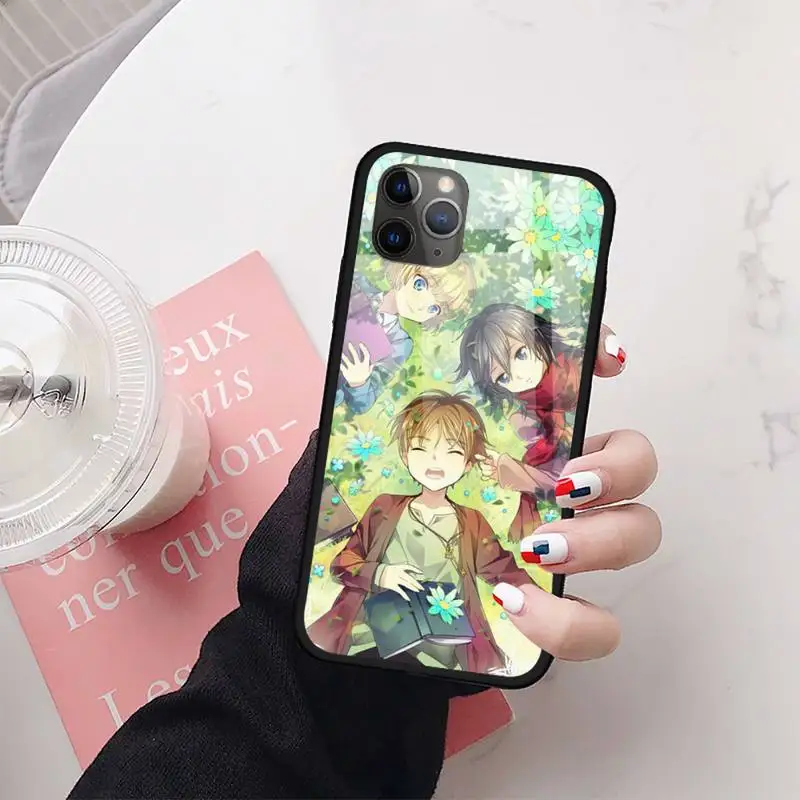 

Anime Japanese attack on Titan Phone Case Tempered glass For iphone 11 12 PRO MAX X XS XR 5C 6 6S 7 8 plus