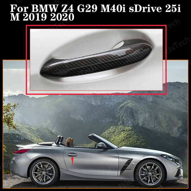 Автомобильный Стайлинг, чехол из натурального углеродного волокна для наружной дверной ручки, защитная накладка для BMW Z4 G29 M40i sDrive 25i M 2019 2020